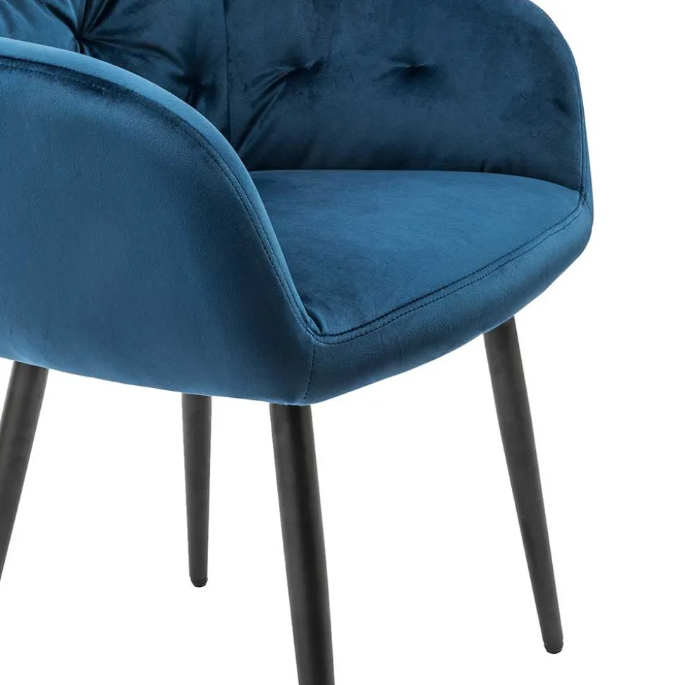Charmanter Armlehnenstuhl mit Samt in Blau - Coridar