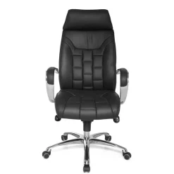 Chefsessel Schreibtischsessel aus Leder in Schwarz - Ekka