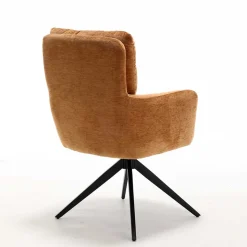 Chenille Armlehnenstuhl in Ockergelb - Martinus (2er Set)