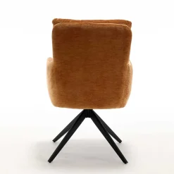 Chenille Armlehnenstuhl in Ockergelb - Martinus (2er Set)