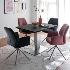 Chenille Drehstühle in Altrosa - Veron (2er Set)