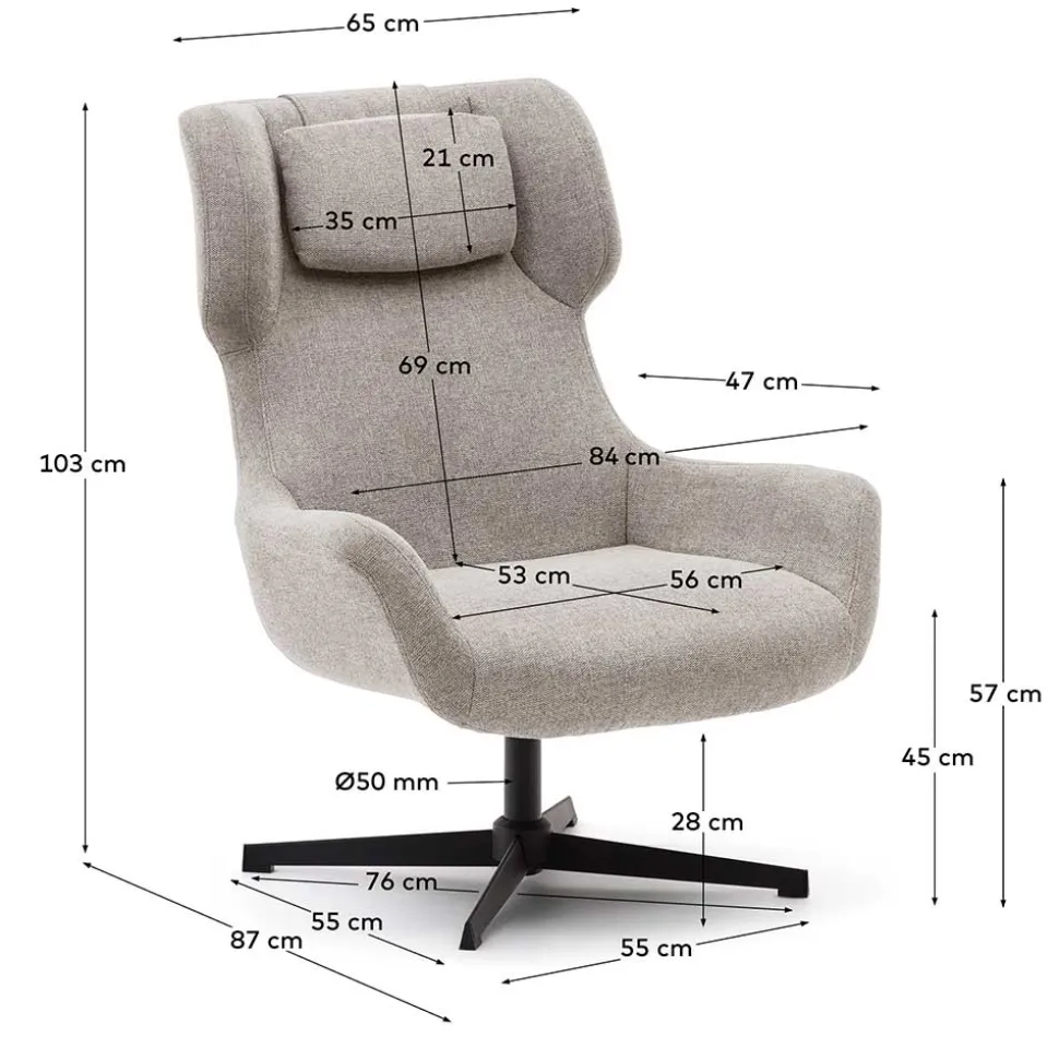 Chenille Loungesessel drehbar - Marocana