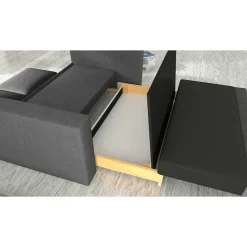 Chenille Schlafsofa in Dunkelgrau - Laucius