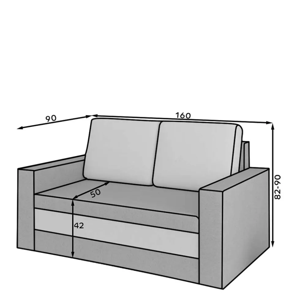 Chenille Schlafsofa in Dunkelgrau - Laucius
