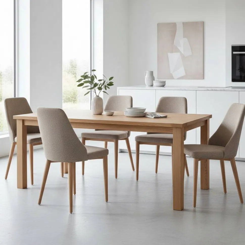 Chenille Stühle in Hellbraun - Hairos (6er Set)