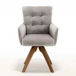 Chenille Tischsessel in Taupe - Fiorello (2er Set)