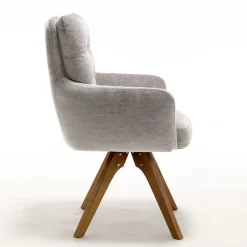 Chenille Tischsessel in Taupe - Fiorello (2er Set)