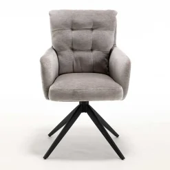 Chenille Tischsessel in Taupe - Vatros (2er Set)