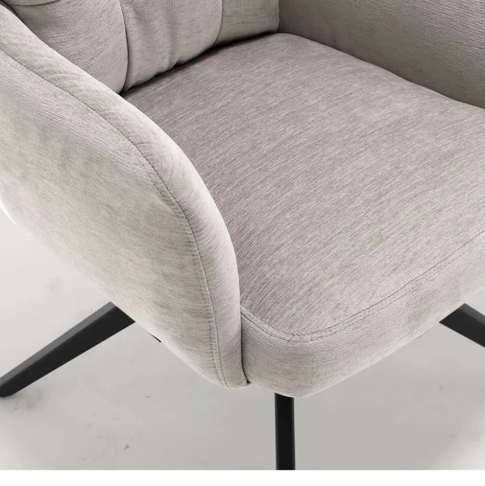 Chenille Tischsessel in Taupe - Vatros (2er Set)