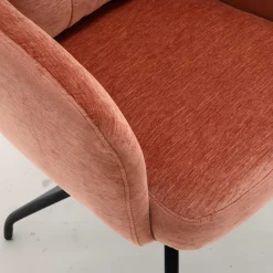 Chenille-Armlehnenstuhl in Kupfer Rotbraun - Medeos (2er Set)