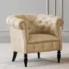Chesterfield Design-Sessel in Beige und Schwarz - Kiano