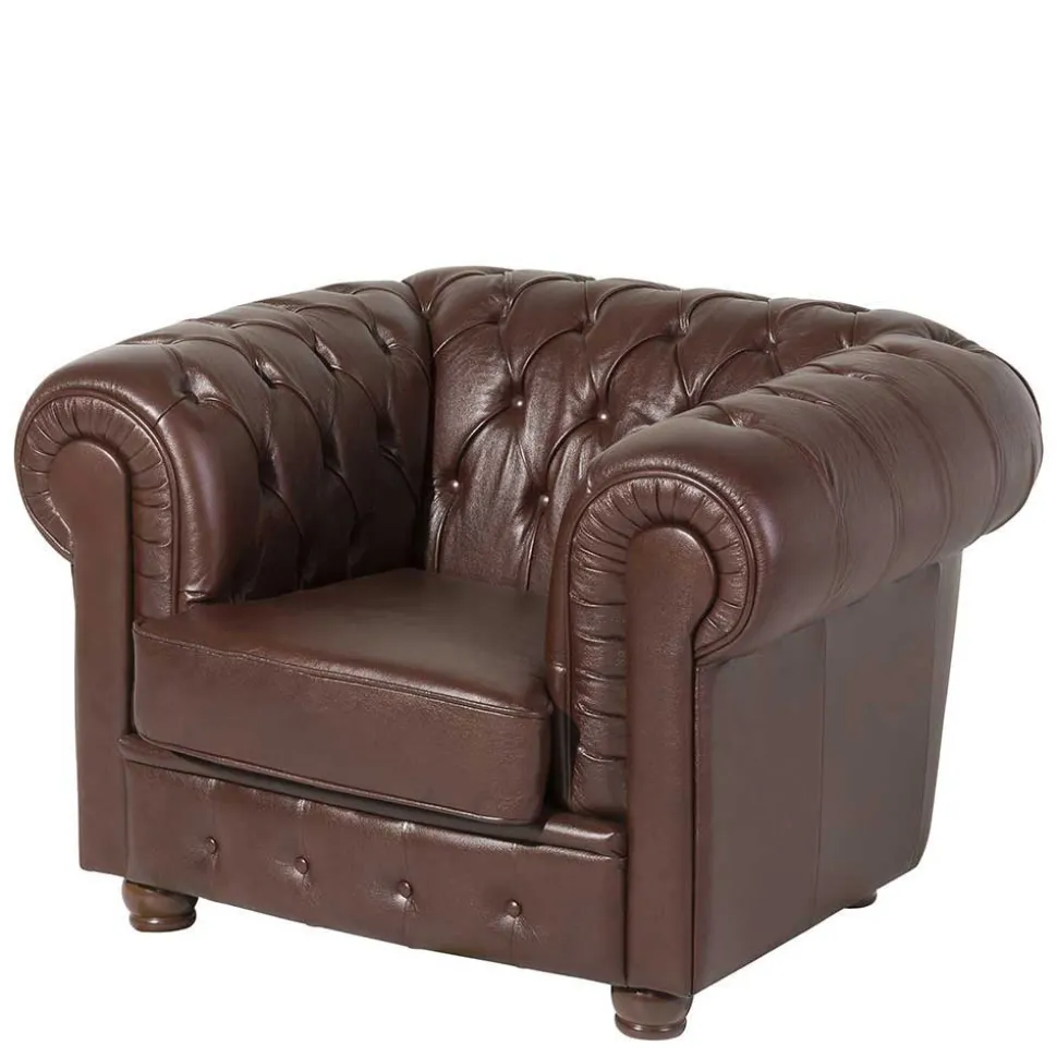 Chesterfield Ledergarnitur in Braun - Cementa (dreiteilig)
