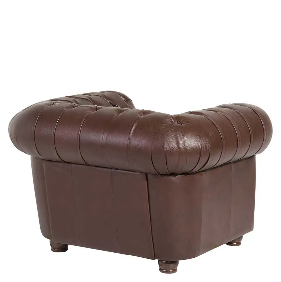 Chesterfield Ledergarnitur in Braun - Cementa (dreiteilig)