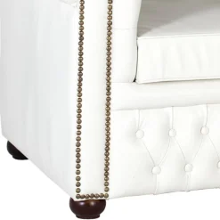 Chesterfield Ledersessel in Weiß - Pavias