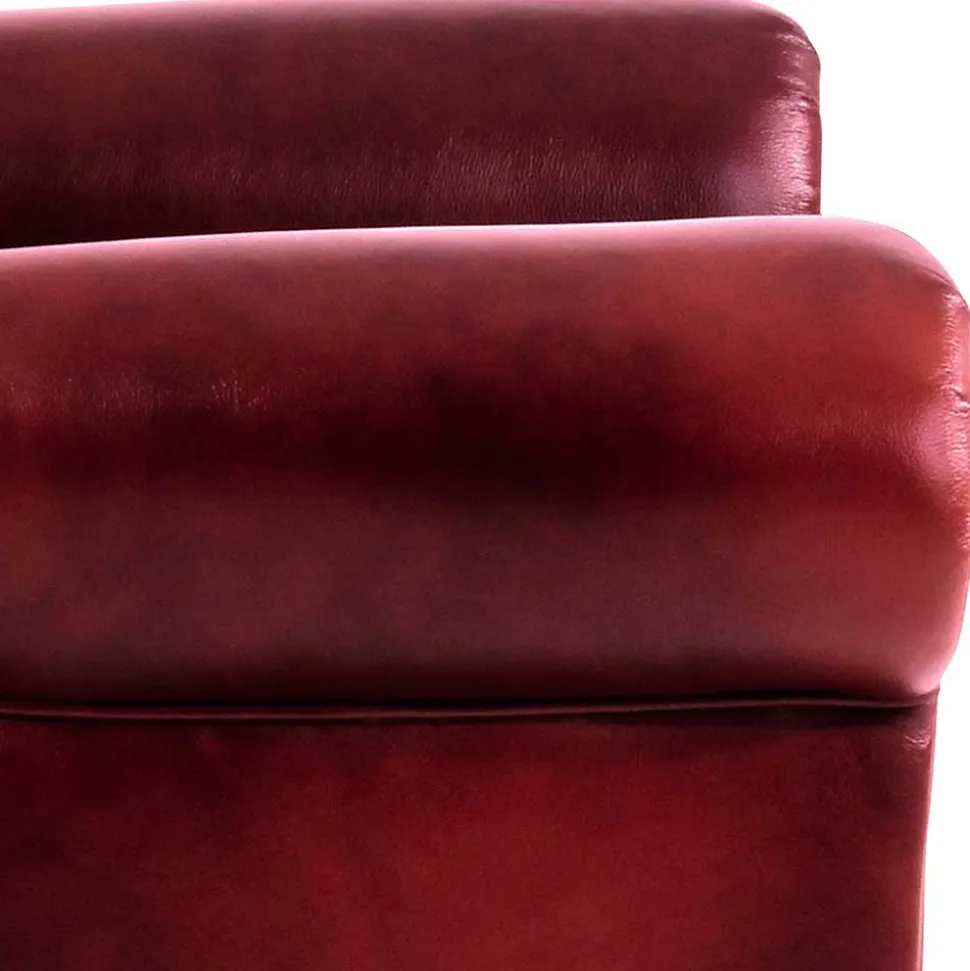 Chesterfield Ohrensessel in Dunkelrot Leder - Guantama