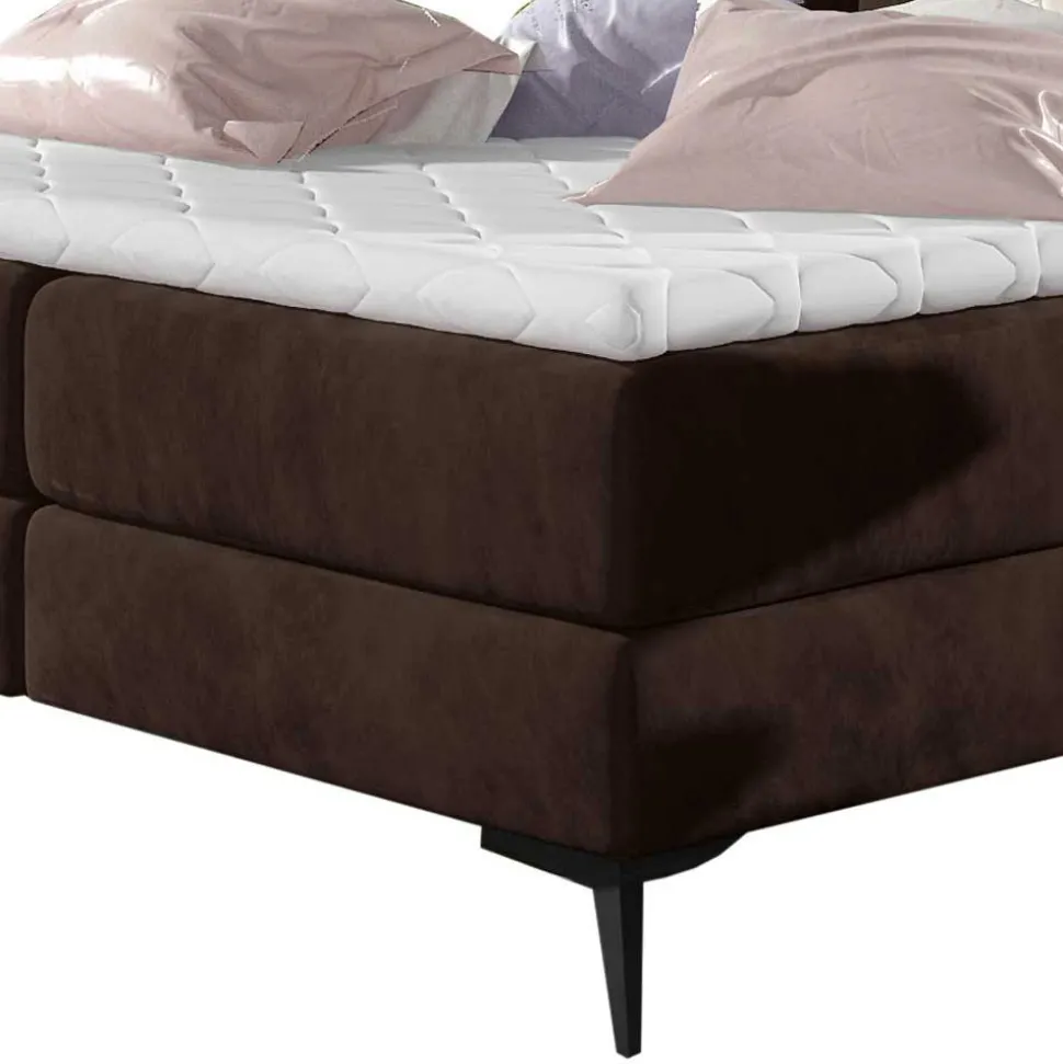 Chesterfield Polsterbett in Dunkelbraun Velours - Partiona
