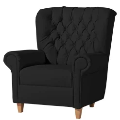 Chesterfield Polstersessel in Schwarz Kunstleder - Centurion