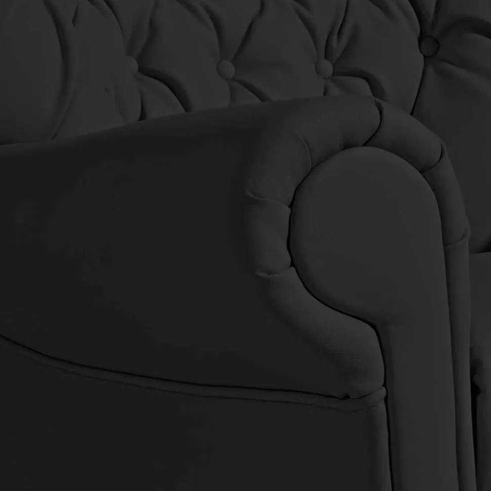 Chesterfield Polstersessel in Schwarz Kunstleder - Centurion