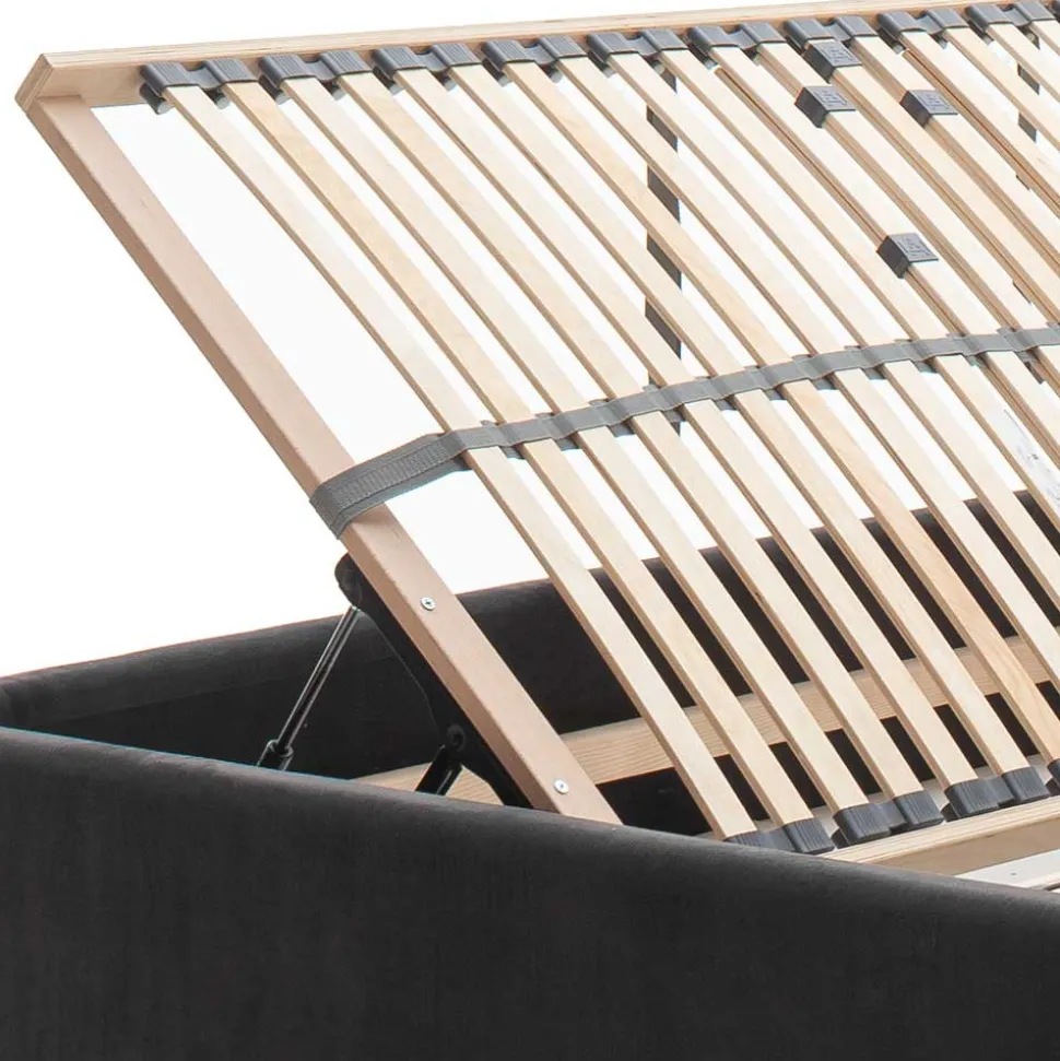 Chesterfield Samtbett in Anthrazit - Satos