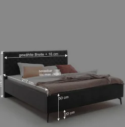 Chesterfield Samtbett in Anthrazit - Satos