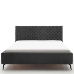 Chesterfield Samtbett in Anthrazit - Satos