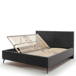 Chesterfield Samtbett in Anthrazit - Satos