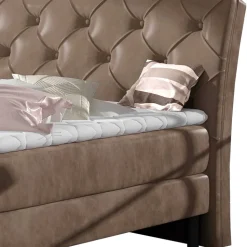 Chesterfield Samtbett in Hellbraun - Trenta