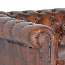 Chesterfield Sessel in Braun Lederbezug - Pavias