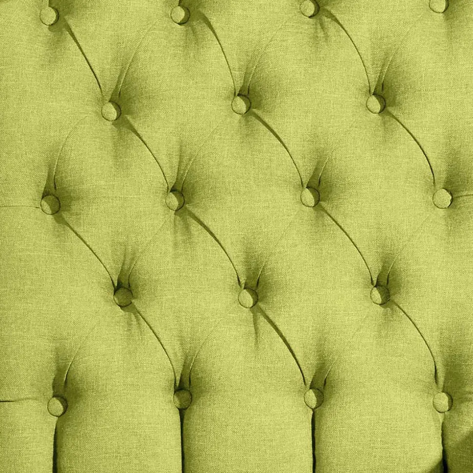 Chesterfield Sessel in Gelbgrün und Nussbaum - Prenza