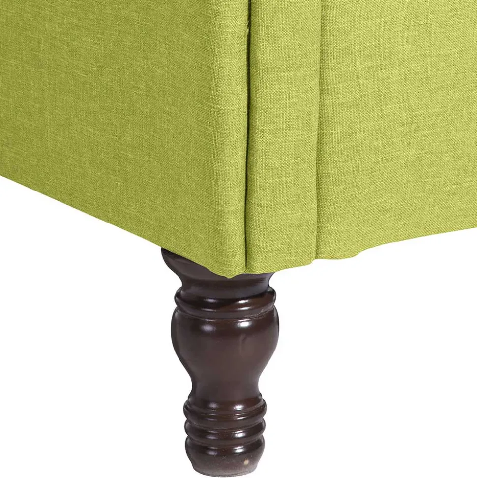 Chesterfield Sessel in Gelbgrün und Nussbaum - Prenza