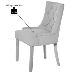 Chesterfield Stuhl in Grau meliert und Schwarz - Menton