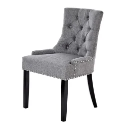 Chesterfield Stuhl in Grau meliert und Schwarz - Menton