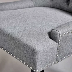 Chesterfield Stuhl in Grau meliert und Schwarz - Menton