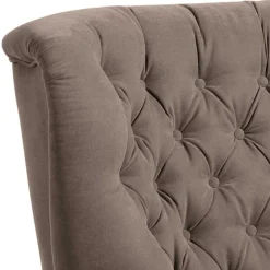 Chesterfield Velours-Sessel in Beigegrau - Georgetta