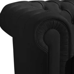 Chesterfield-Sessel in Schwarz Kunstleder - Riscos