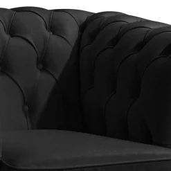 Chesterfield-Sessel in Schwarz Kunstleder - Riscos