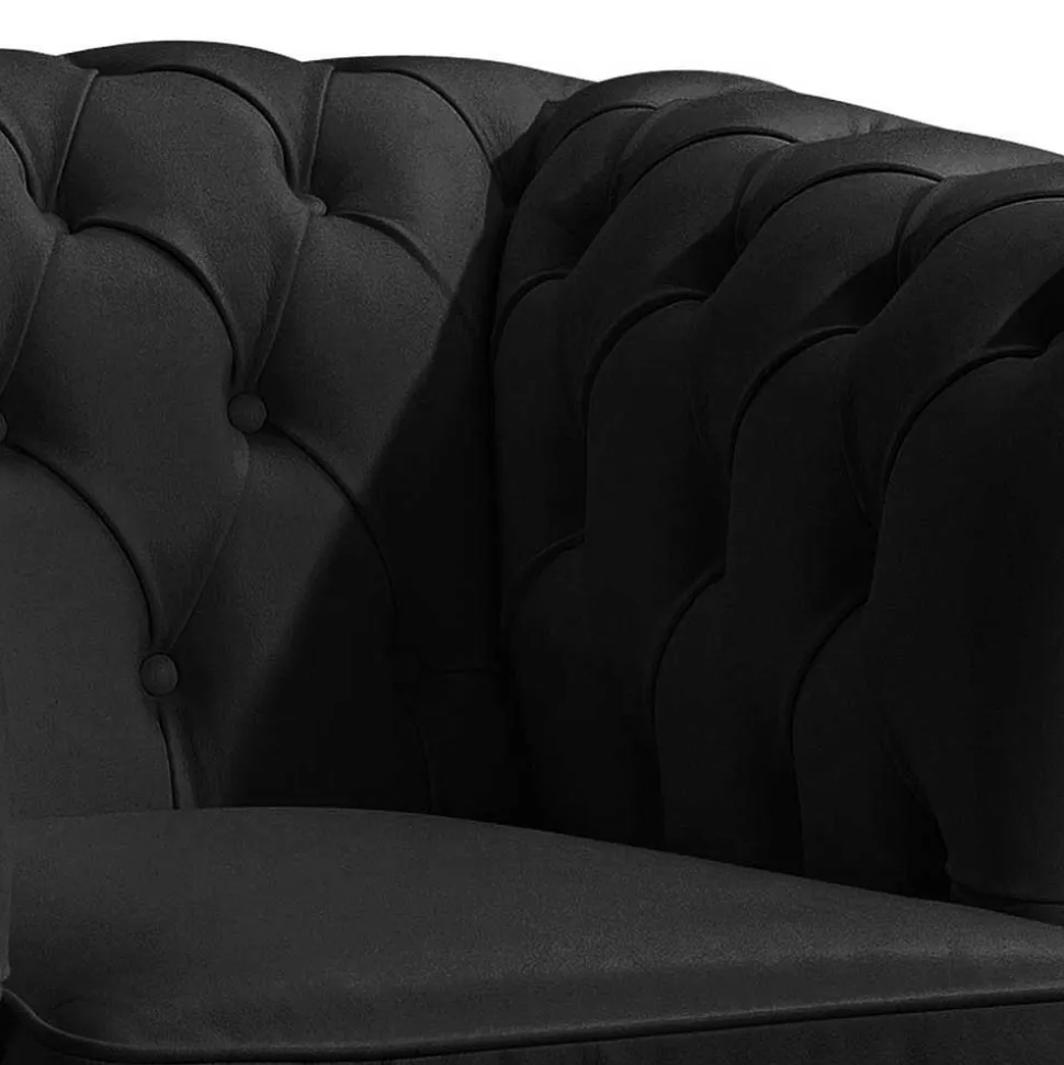 Chesterfield-Sessel in Schwarz Kunstleder - Riscos