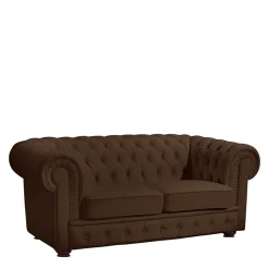 Chesterfield-Sofa in Braun Leder - Cementa