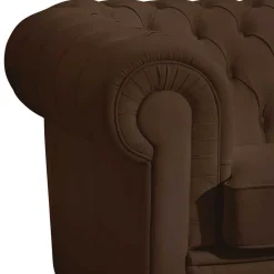 Chesterfield-Sofa in Braun Leder - Cementa