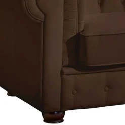 Chesterfield-Sofa in Braun Leder - Cementa