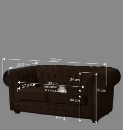Chesterfield-Sofa in Braun Leder - Cementa