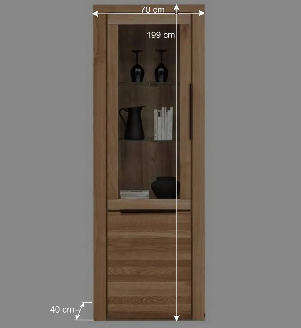 70cm breite Vitrine 2-türig - 199 cm hoch - Nelenia