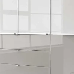 198cm breiter Schrank in Weiß & Hellgrau - Pascan