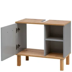 65cm breiter Waschbeckenunterschrank in Platingrau - Nienzo