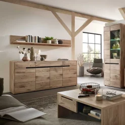 185cm breites Sideboard in Wildeiche Holzdekor - Zelio