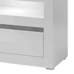 150cm breites TV Board in Hochglanz Weiß Mextra mit Beton Dekor