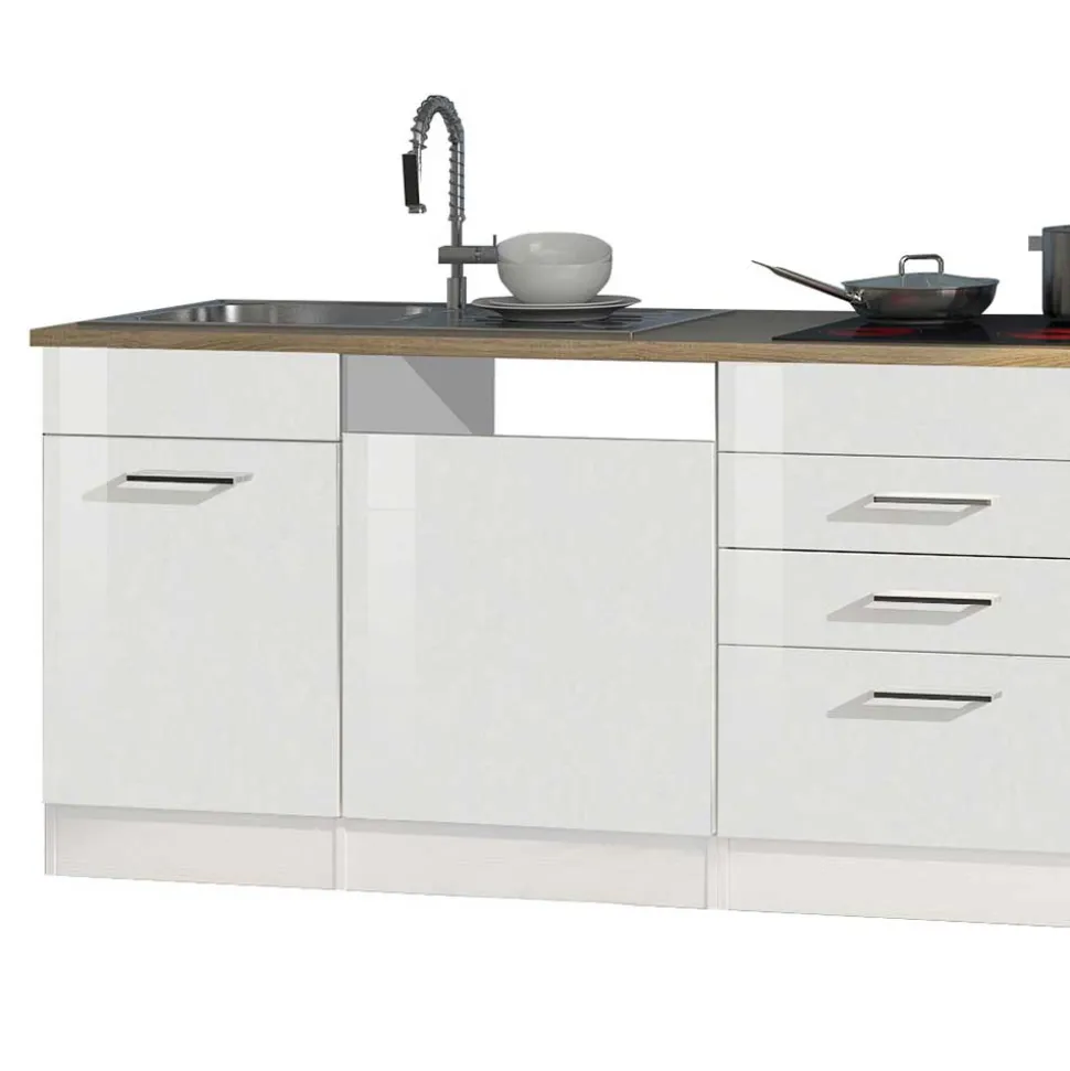 330cm Einbauküchenzeile in Weiß - Cuneo (achtteilig)