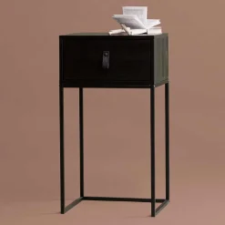 74cm hohe Nachtkonsole in Schwarz lackiert - Fronco