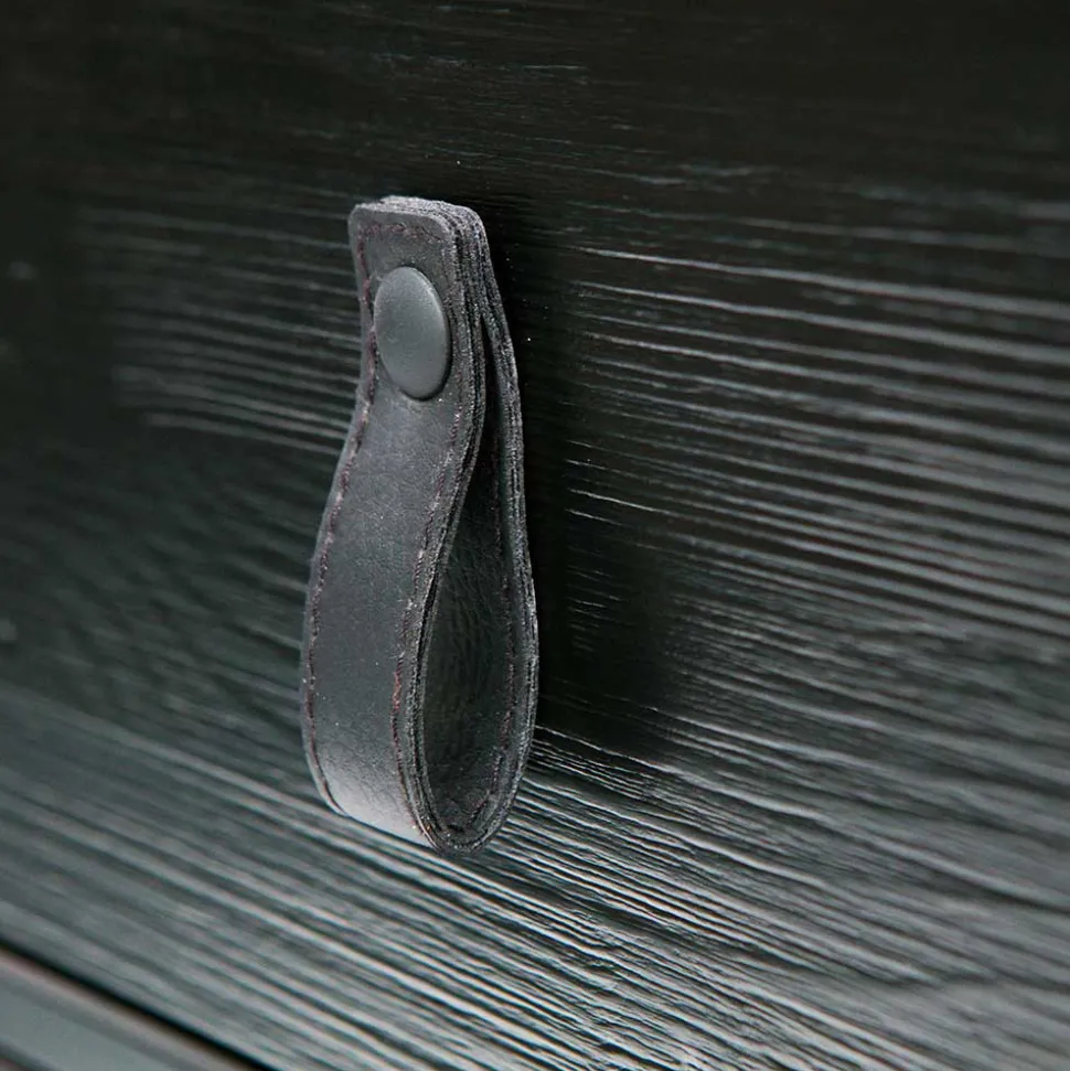 74cm hohe Nachtkonsole in Schwarz lackiert - Fronco