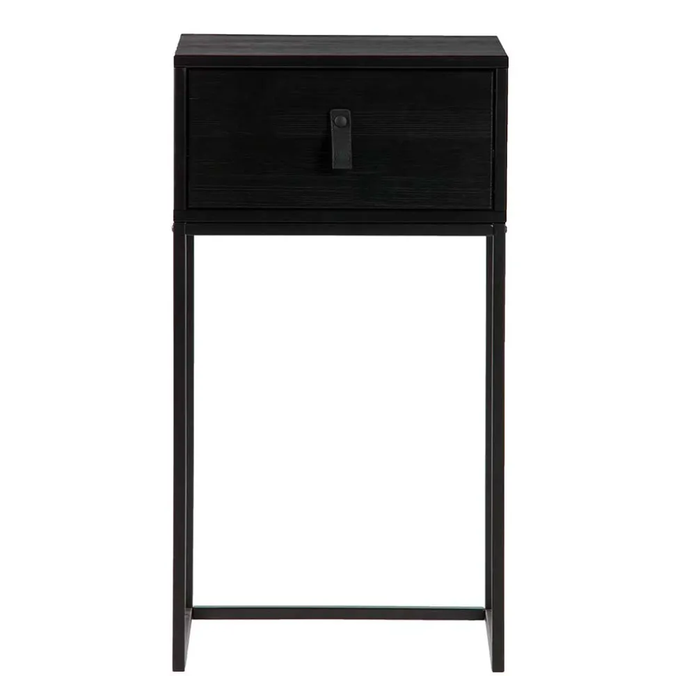 74cm hohe Nachtkonsole in Schwarz lackiert - Fronco